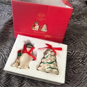 Lenox Holiday Ribbons ornaments Set of 2